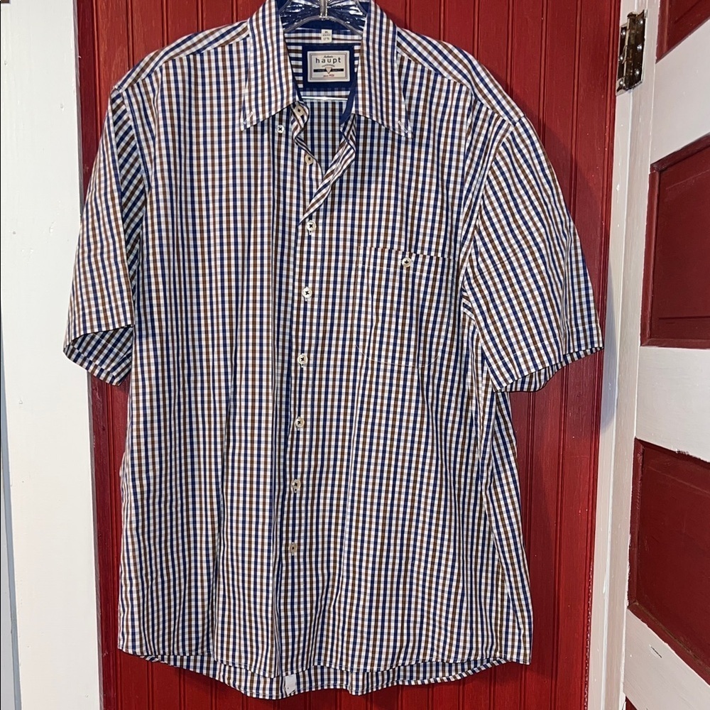 Happy Cotton Men's Blue and White Checkered Shirt XL - Picture 2 of 5